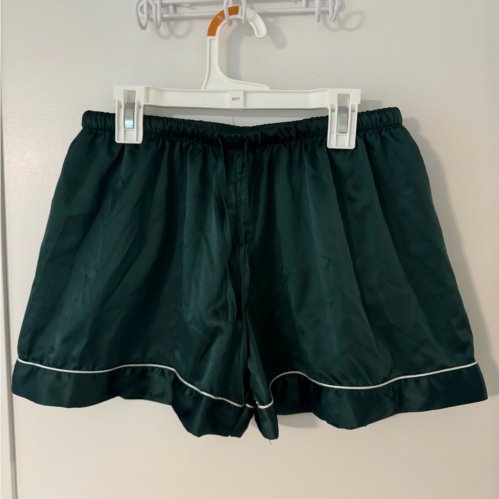 Green Satin Shorts